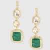 Sterling Silver Moissanite Polki Earrings with Emerald colored stone drops