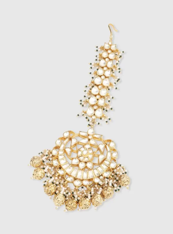 Gold plated Moissanite Polki Mangtikka