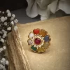Sterling Silver Floral Navratna Ring