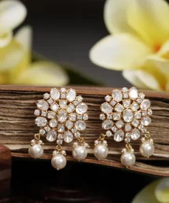 Sterling Silver Floral pearl Earrings