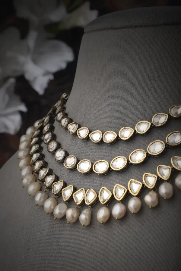 Azra Three-line Polki Necklace