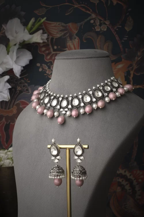 Aria Pink Drop Necklace Set