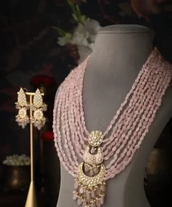 Varshani Multi-layered Necklace Set (Pink)