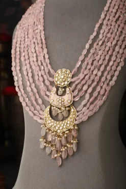 Varshani Multi-layered Necklace Set (Pink)