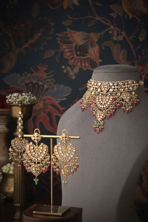 Gulrose Choker Set with Mangtikka