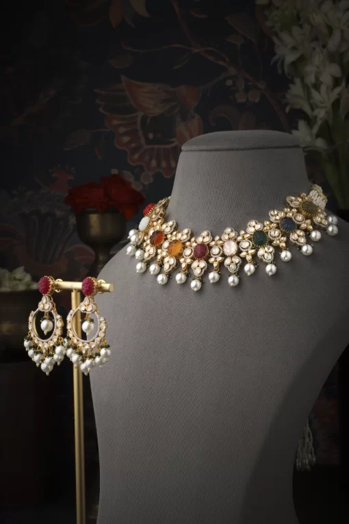 Navratan & Pearl Choker Set