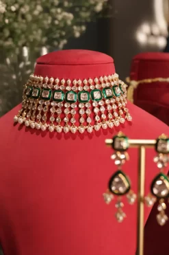 Green Meena Necklace Set