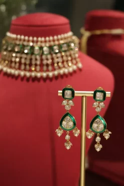 Green Meena Necklace Set