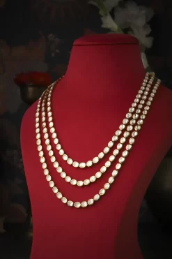 Oval Uncut Three-layered Necklace