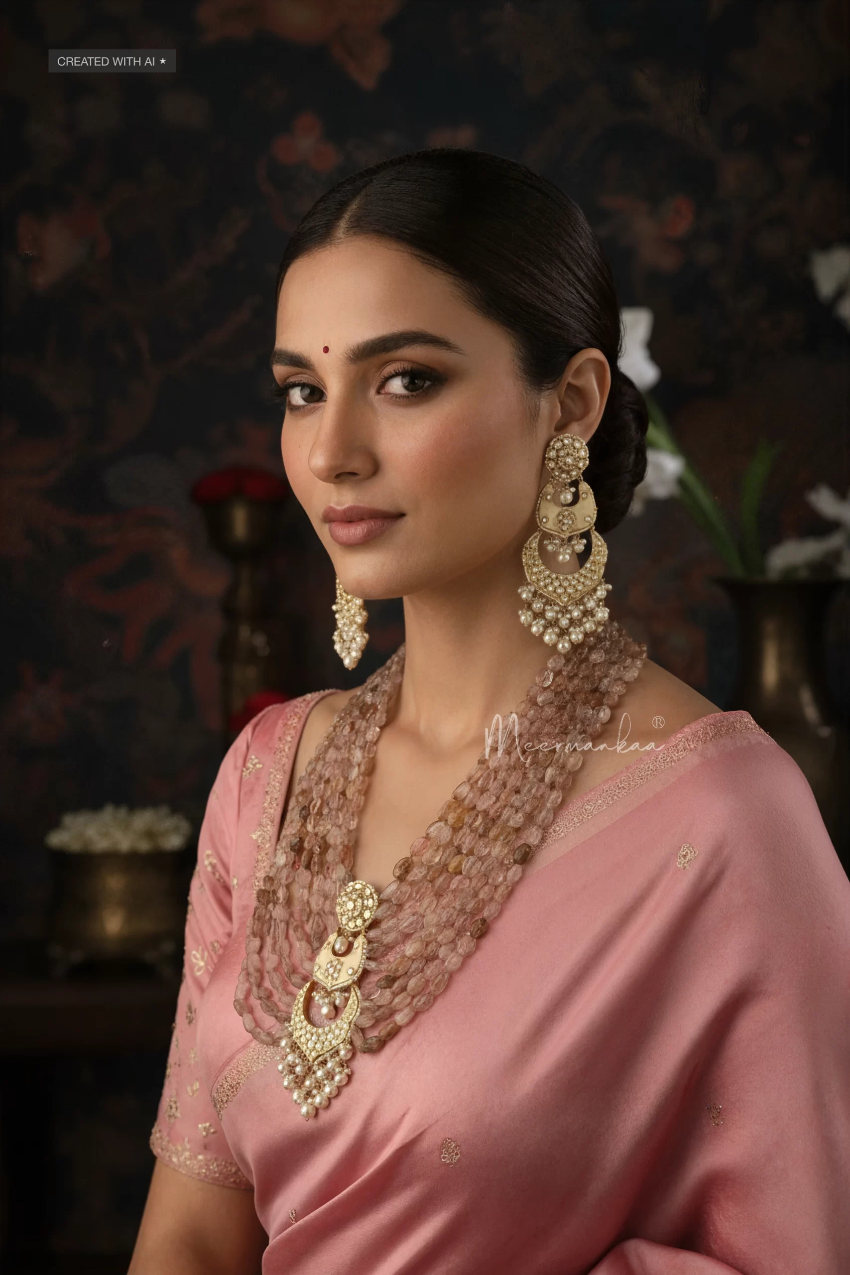 Varshani Multi-layered Necklace Set (Brown)